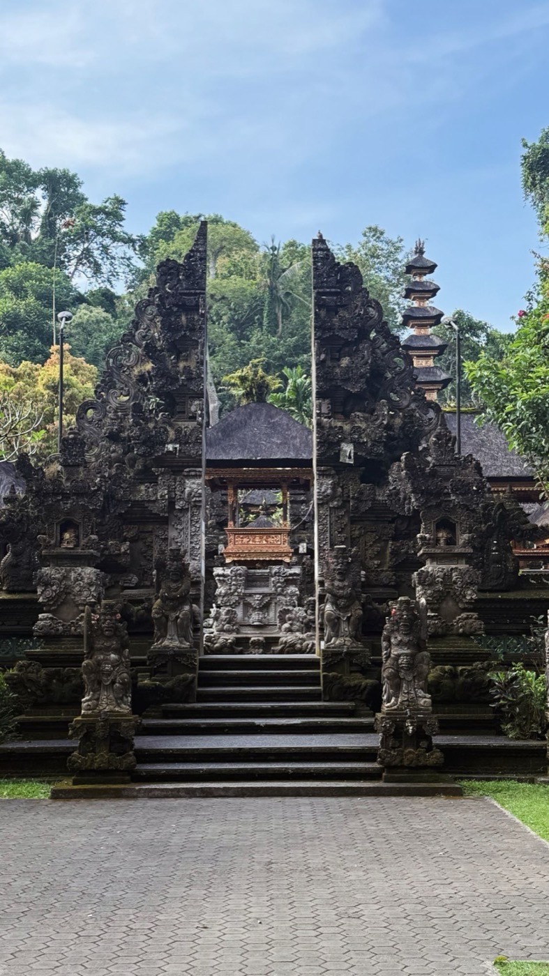 Temple gate near Ubud. A candi bentar split gate in the morning light